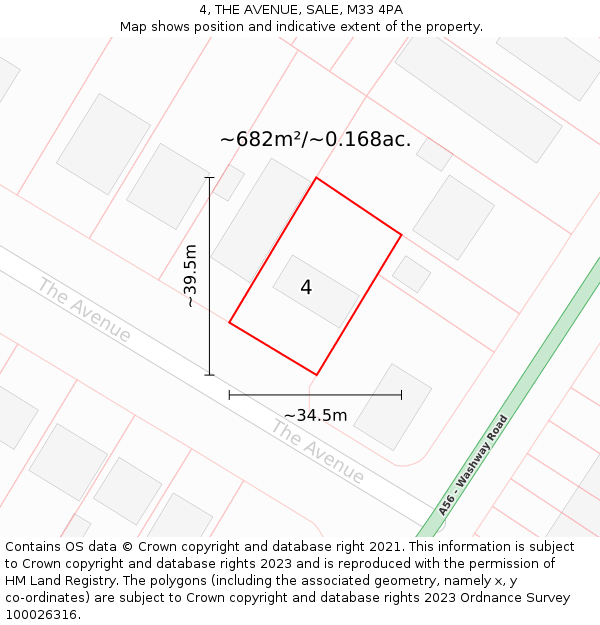 4, THE AVENUE, SALE, M33 4PA: Plot and title map
