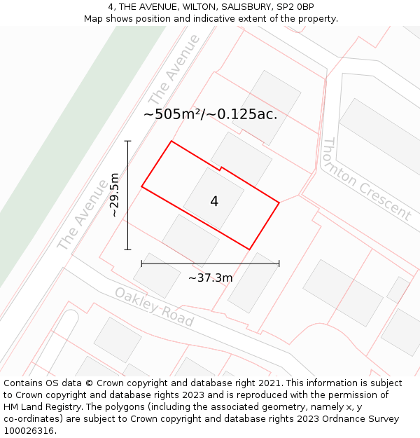 4, THE AVENUE, WILTON, SALISBURY, SP2 0BP: Plot and title map