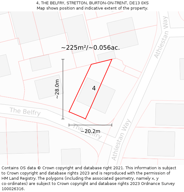 4, THE BELFRY, STRETTON, BURTON-ON-TRENT, DE13 0XS: Plot and title map