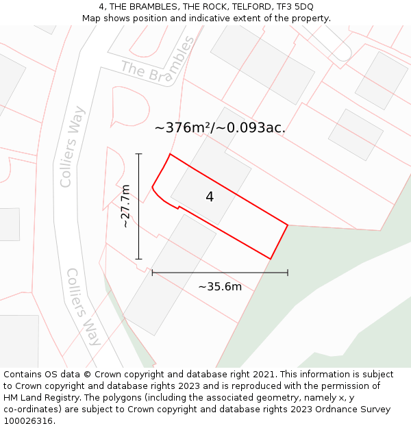 4, THE BRAMBLES, THE ROCK, TELFORD, TF3 5DQ: Plot and title map