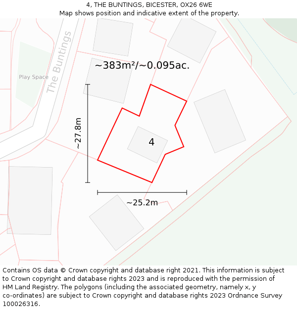 4, THE BUNTINGS, BICESTER, OX26 6WE: Plot and title map