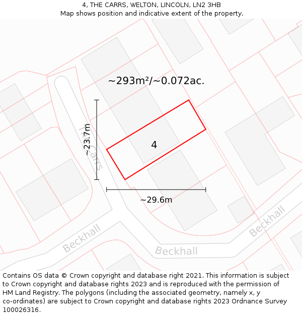 4, THE CARRS, WELTON, LINCOLN, LN2 3HB: Plot and title map