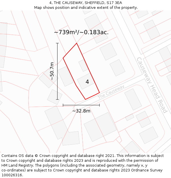 4, THE CAUSEWAY, SHEFFIELD, S17 3EA: Plot and title map