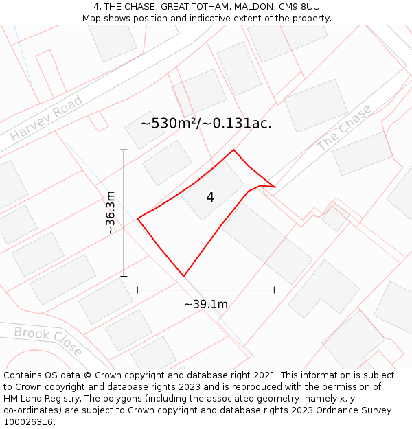 4, THE CHASE, GREAT TOTHAM, MALDON, CM9 8UU: Plot and title map