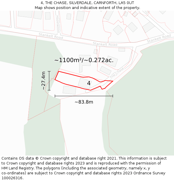 4, THE CHASE, SILVERDALE, CARNFORTH, LA5 0UT: Plot and title map