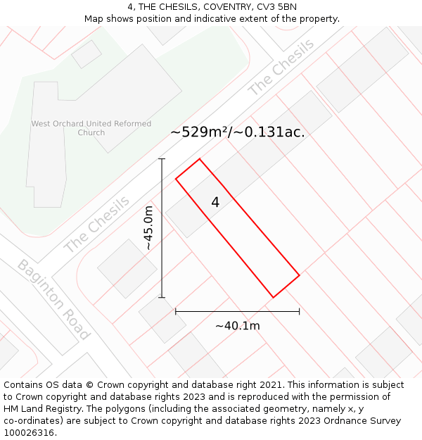 4, THE CHESILS, COVENTRY, CV3 5BN: Plot and title map