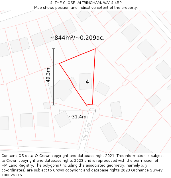 4, THE CLOSE, ALTRINCHAM, WA14 4BP: Plot and title map