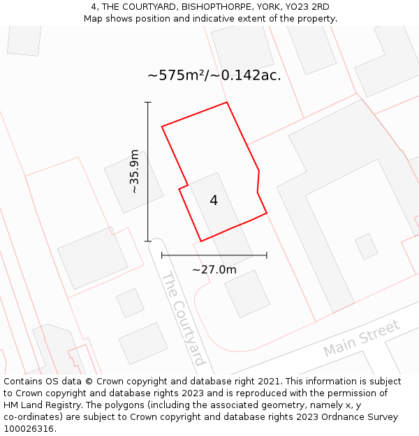 4, THE COURTYARD, BISHOPTHORPE, YORK, YO23 2RD: Plot and title map