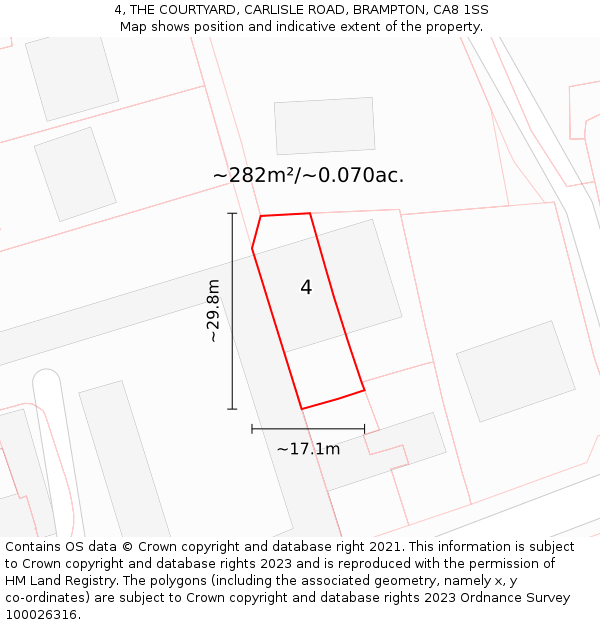 4, THE COURTYARD, CARLISLE ROAD, BRAMPTON, CA8 1SS: Plot and title map