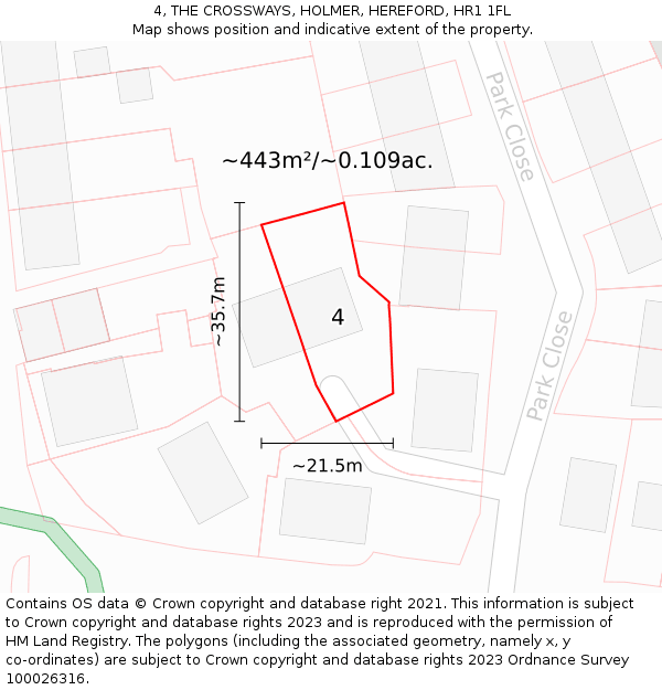 4, THE CROSSWAYS, HOLMER, HEREFORD, HR1 1FL: Plot and title map