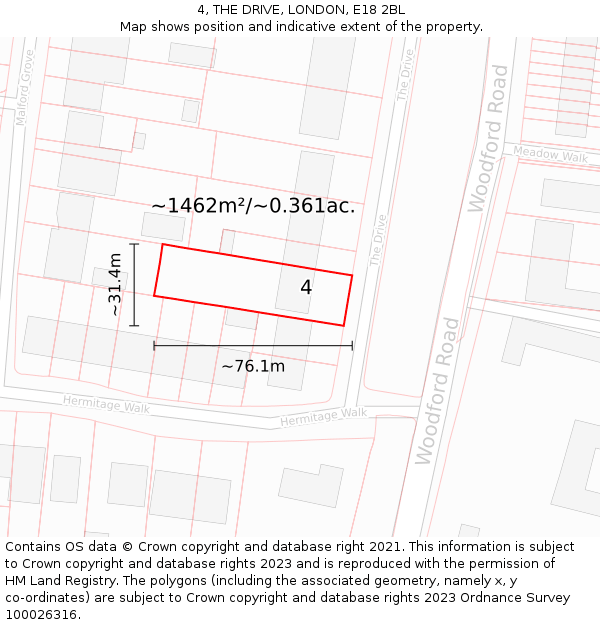 4, THE DRIVE, LONDON, E18 2BL: Plot and title map