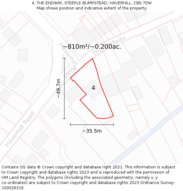 4, THE ENDWAY, STEEPLE BUMPSTEAD, HAVERHILL, CB9 7DW: Plot and title map