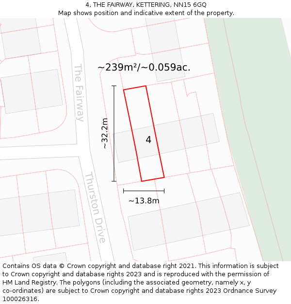 4, THE FAIRWAY, KETTERING, NN15 6GQ: Plot and title map