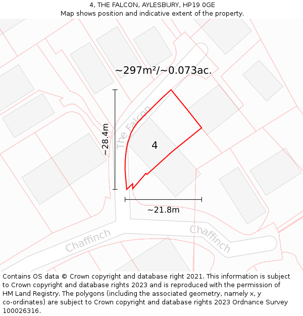 4, THE FALCON, AYLESBURY, HP19 0GE: Plot and title map