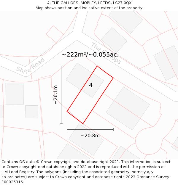 4, THE GALLOPS, MORLEY, LEEDS, LS27 0QX: Plot and title map