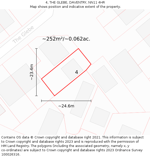 4, THE GLEBE, DAVENTRY, NN11 4HR: Plot and title map