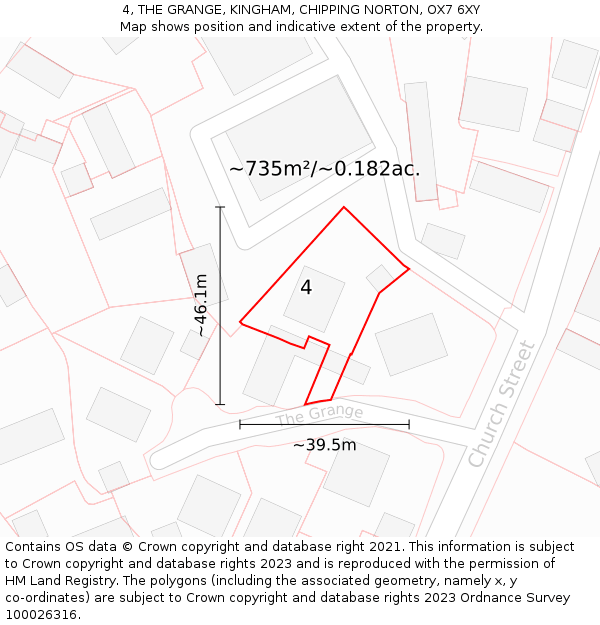 4, THE GRANGE, KINGHAM, CHIPPING NORTON, OX7 6XY: Plot and title map