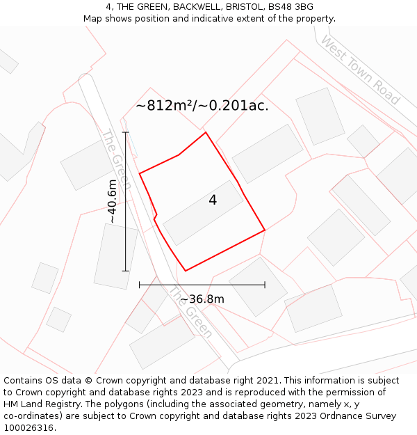 4, THE GREEN, BACKWELL, BRISTOL, BS48 3BG: Plot and title map