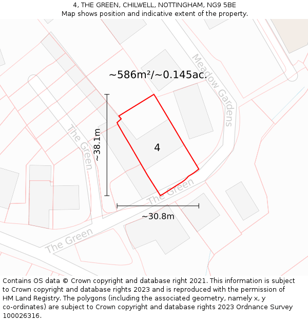 4, THE GREEN, CHILWELL, NOTTINGHAM, NG9 5BE: Plot and title map