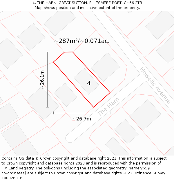 4, THE HARN, GREAT SUTTON, ELLESMERE PORT, CH66 2TB: Plot and title map