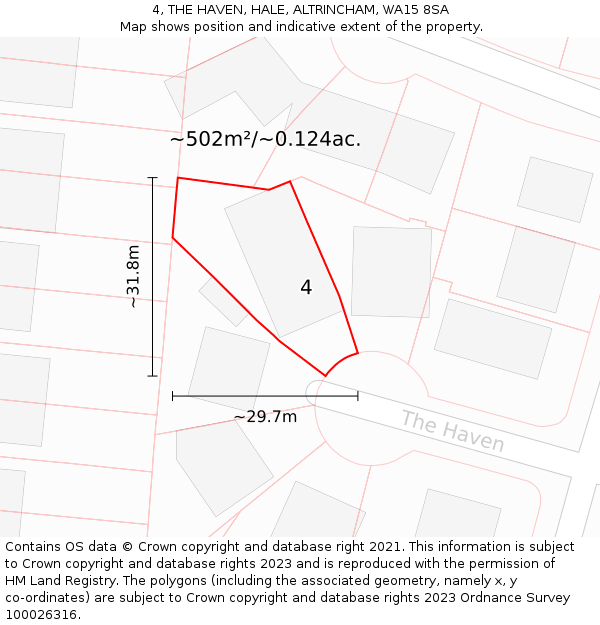 4, THE HAVEN, HALE, ALTRINCHAM, WA15 8SA: Plot and title map
