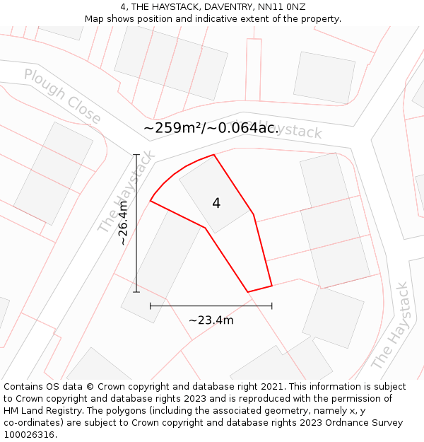 4, THE HAYSTACK, DAVENTRY, NN11 0NZ: Plot and title map