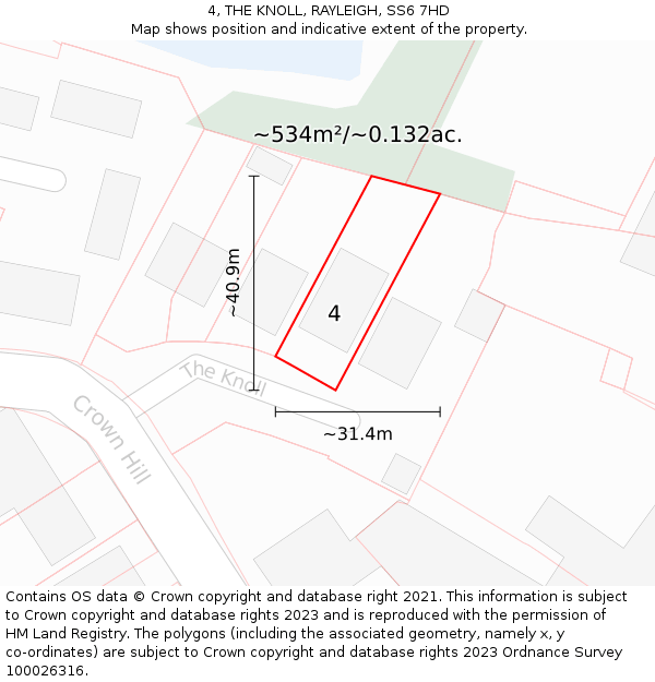 4, THE KNOLL, RAYLEIGH, SS6 7HD: Plot and title map