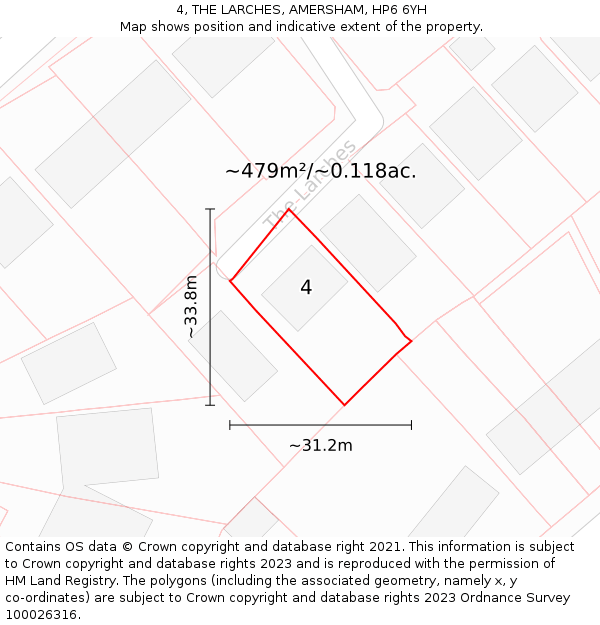 4, THE LARCHES, AMERSHAM, HP6 6YH: Plot and title map
