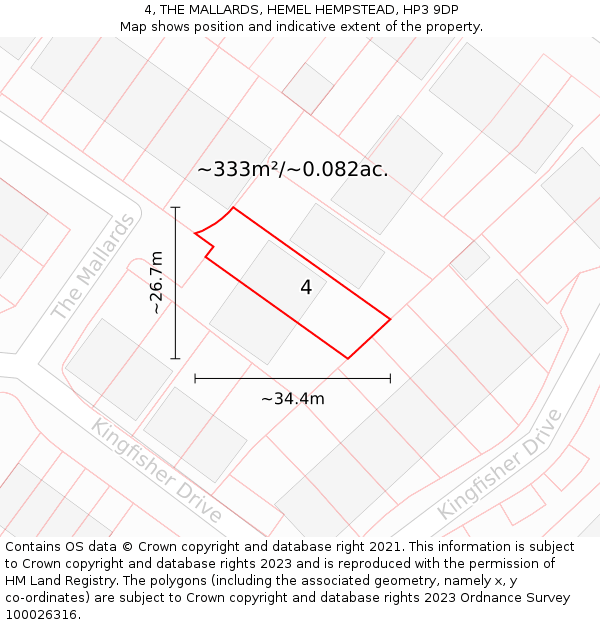 4, THE MALLARDS, HEMEL HEMPSTEAD, HP3 9DP: Plot and title map