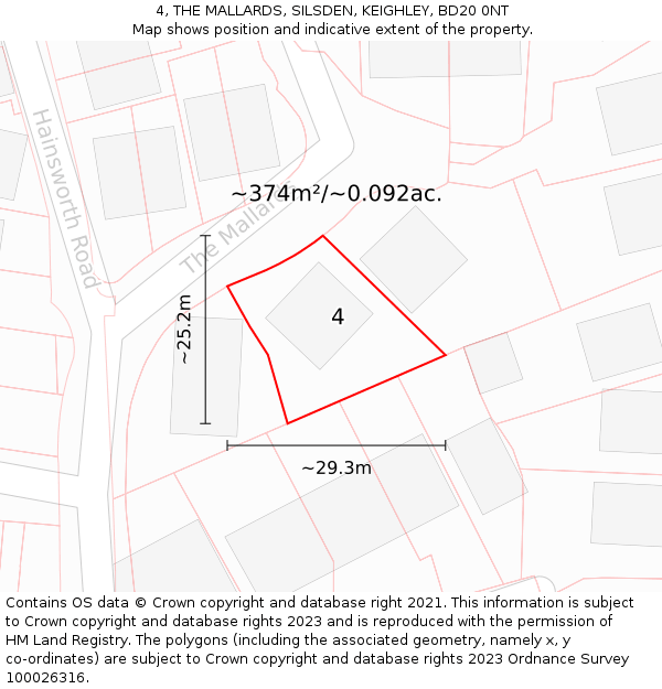 4, THE MALLARDS, SILSDEN, KEIGHLEY, BD20 0NT: Plot and title map