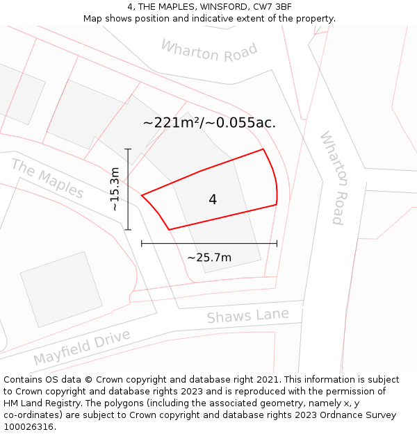 4, THE MAPLES, WINSFORD, CW7 3BF: Plot and title map