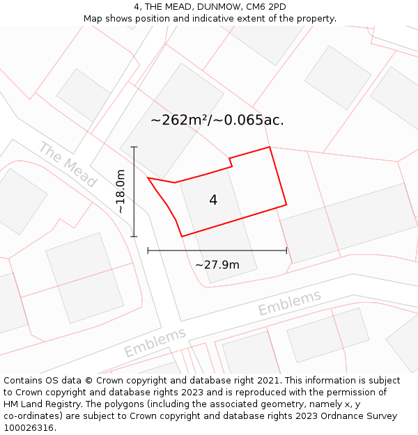 4, THE MEAD, DUNMOW, CM6 2PD: Plot and title map