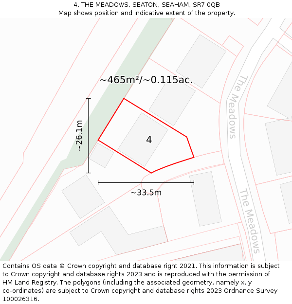 4, THE MEADOWS, SEATON, SEAHAM, SR7 0QB: Plot and title map