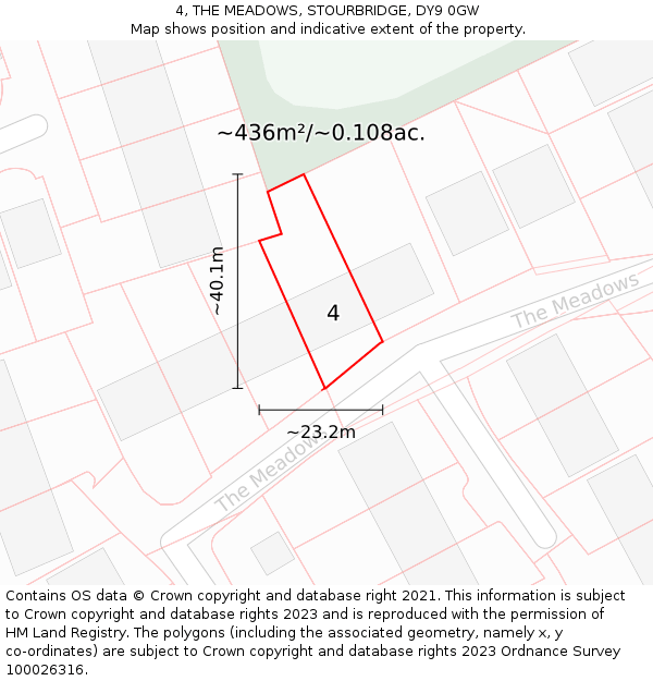 4, THE MEADOWS, STOURBRIDGE, DY9 0GW: Plot and title map