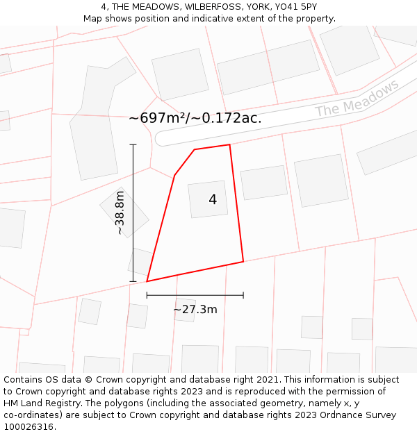 4, THE MEADOWS, WILBERFOSS, YORK, YO41 5PY: Plot and title map