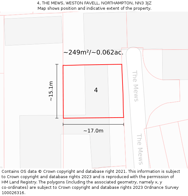 4, THE MEWS, WESTON FAVELL, NORTHAMPTON, NN3 3JZ: Plot and title map