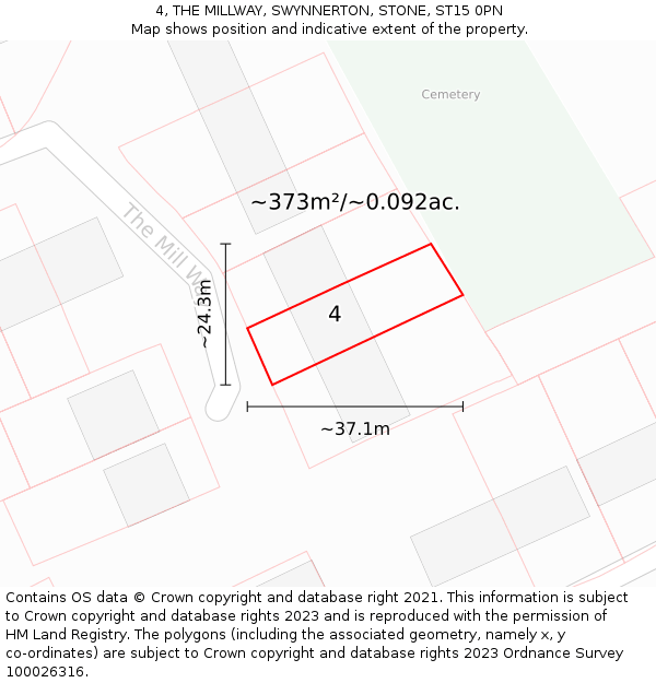 4, THE MILLWAY, SWYNNERTON, STONE, ST15 0PN: Plot and title map