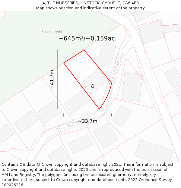 4, THE NURSERIES, LINSTOCK, CARLISLE, CA6 4RR: Plot and title map