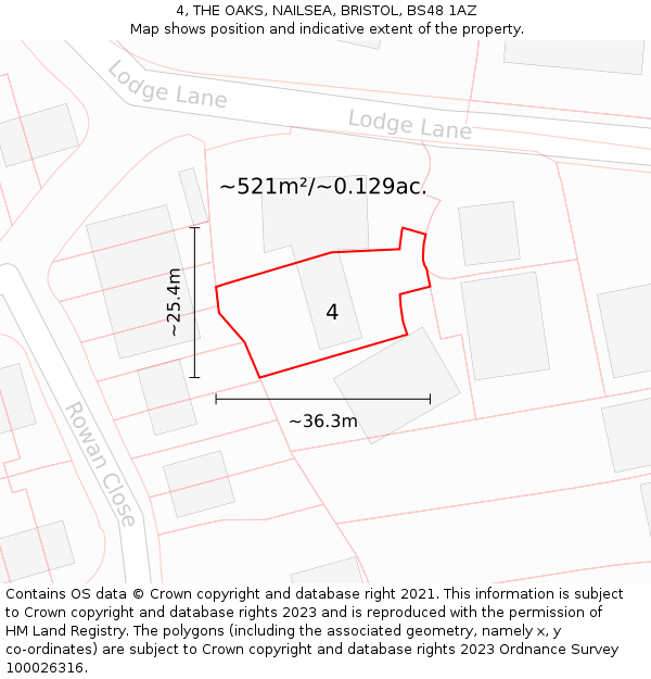 4, THE OAKS, NAILSEA, BRISTOL, BS48 1AZ: Plot and title map