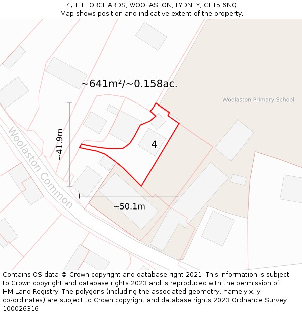4, THE ORCHARDS, WOOLASTON, LYDNEY, GL15 6NQ: Plot and title map