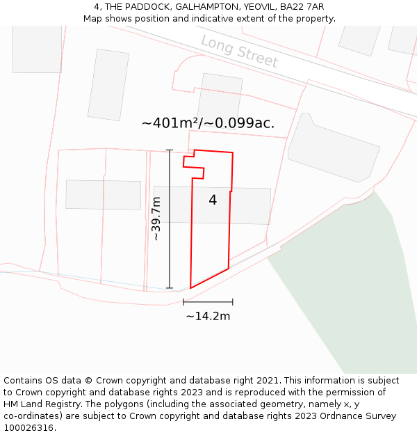4, THE PADDOCK, GALHAMPTON, YEOVIL, BA22 7AR: Plot and title map