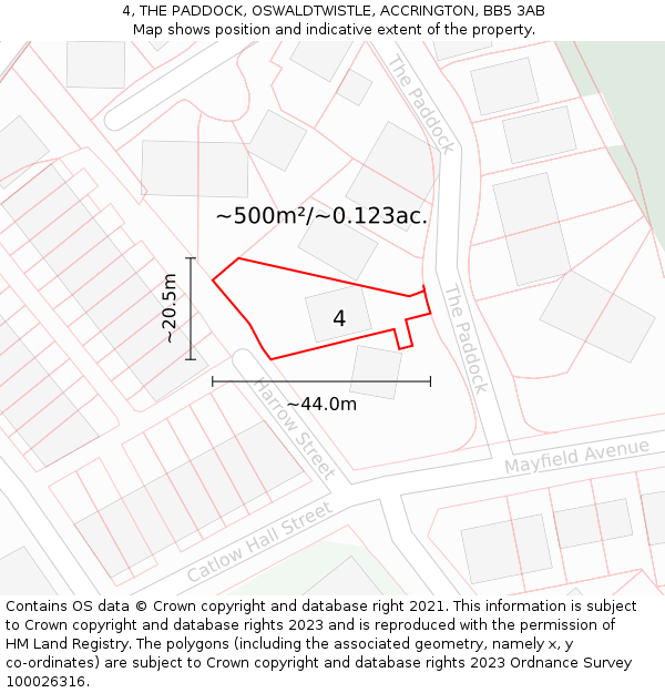 4, THE PADDOCK, OSWALDTWISTLE, ACCRINGTON, BB5 3AB: Plot and title map