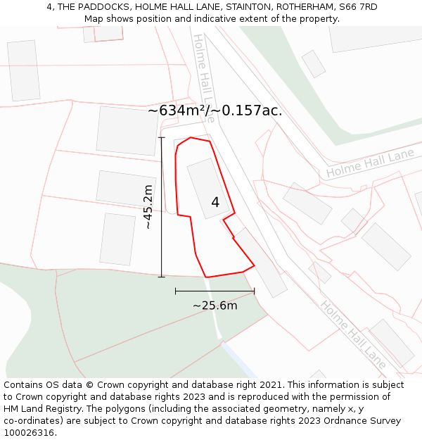 4, THE PADDOCKS, HOLME HALL LANE, STAINTON, ROTHERHAM, S66 7RD: Plot and title map