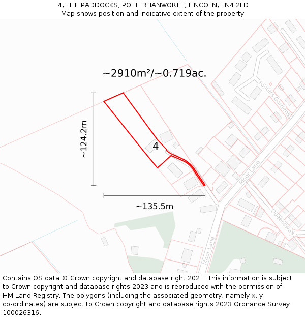 4, THE PADDOCKS, POTTERHANWORTH, LINCOLN, LN4 2FD: Plot and title map