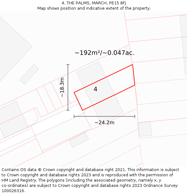 4, THE PALMS, MARCH, PE15 8FJ: Plot and title map