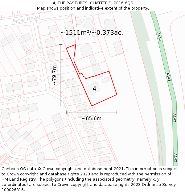4, THE PASTURES, CHATTERIS, PE16 6QS: Plot and title map