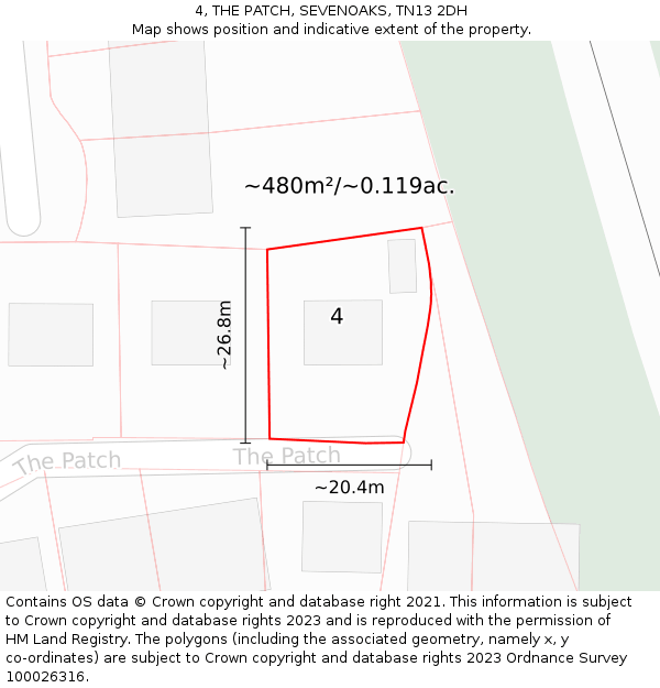 4, THE PATCH, SEVENOAKS, TN13 2DH: Plot and title map