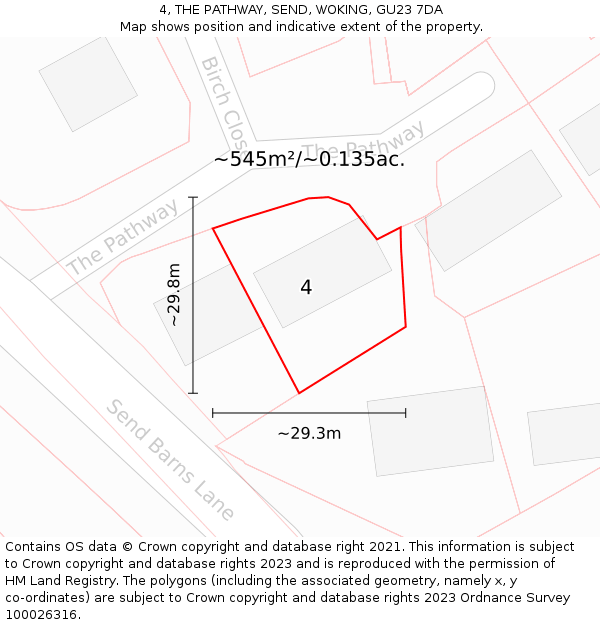 4, THE PATHWAY, SEND, WOKING, GU23 7DA: Plot and title map