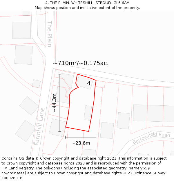 4, THE PLAIN, WHITESHILL, STROUD, GL6 6AA: Plot and title map