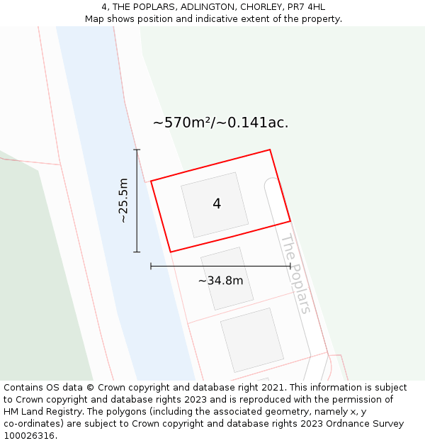 4, THE POPLARS, ADLINGTON, CHORLEY, PR7 4HL: Plot and title map